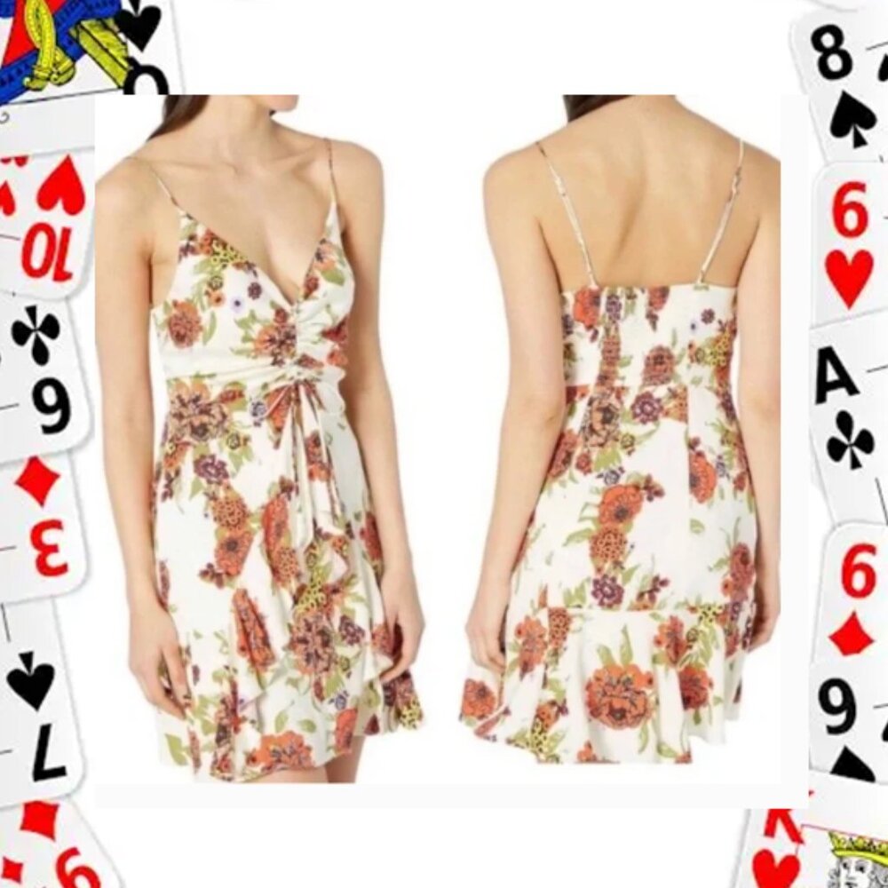 FREE PEOPLE HAPPY HEART FLORAL RUCHED MINI DRESS (1193) 🦋🔮👖